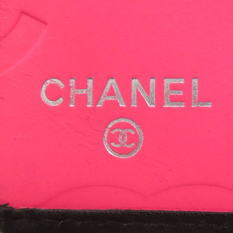 Chanel Cambon Line Silver Hardware Bifold Wallet With Coin Purse Calf Women