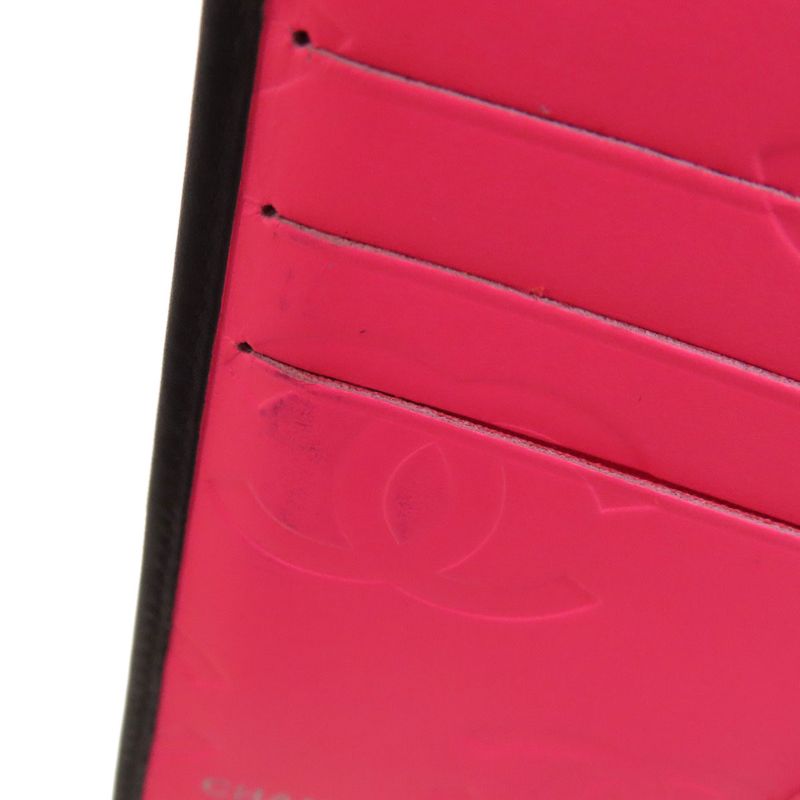 Chanel Cambon Line Silver Hardware Bifold Wallet With Coin Purse Calf Women