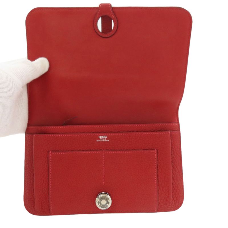 Hermes Dogon GM Silver Hardware Long Wallet With Coin Purse Taurillon Ladies