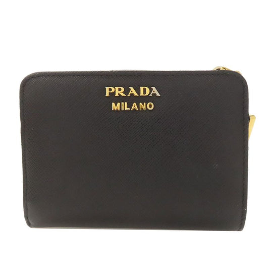 Prada Triangle Charm Bifold Wallet With Change Pocket Saffiano Women
