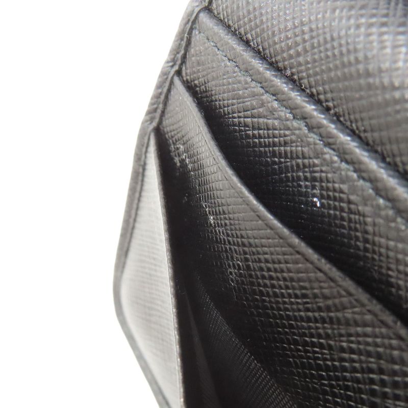 Prada Triangle Charm Bifold Wallet With Change Pocket Saffiano Women