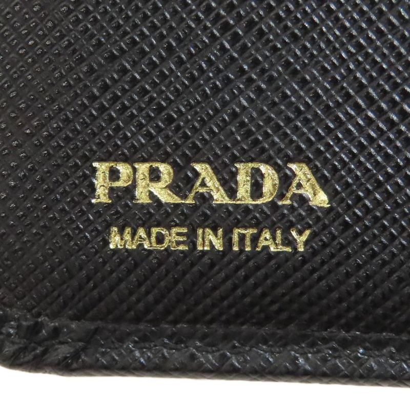 Prada Triangle Charm Bifold Wallet With Change Pocket Saffiano Women