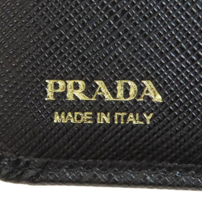Prada Triangle Charm Bifold Wallet With Change Pocket Saffiano Women