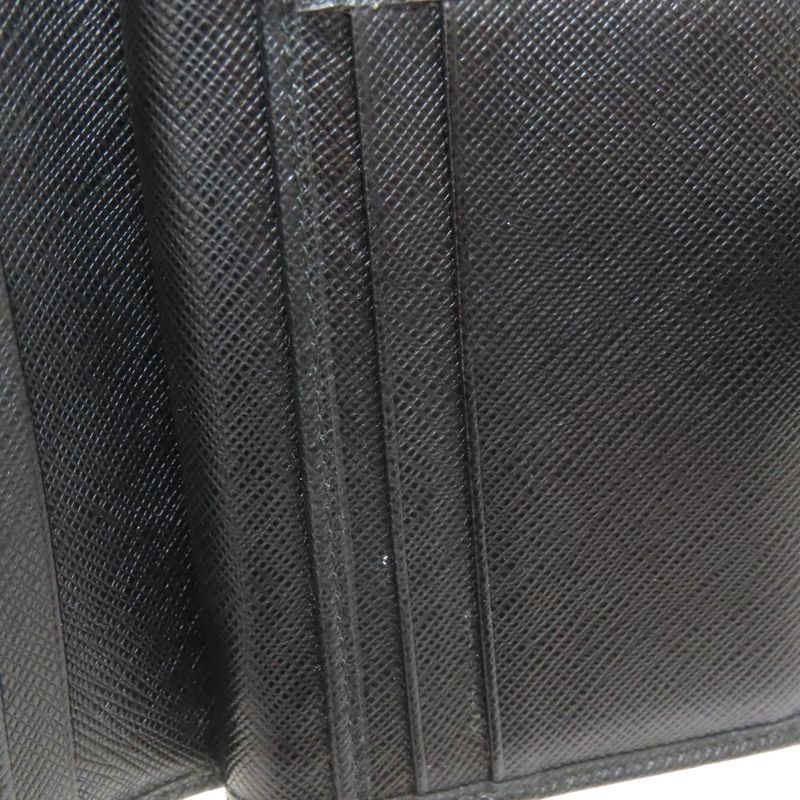 Prada Triangle Charm Bifold Wallet With Change Pocket Saffiano Women