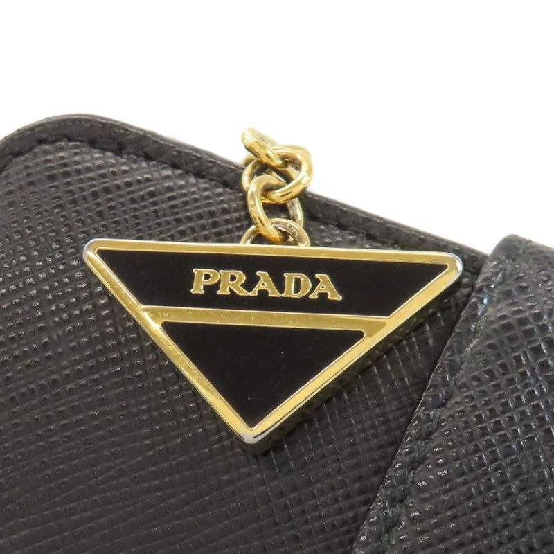 Prada Triangle Charm Bifold Wallet With Change Pocket Saffiano Women