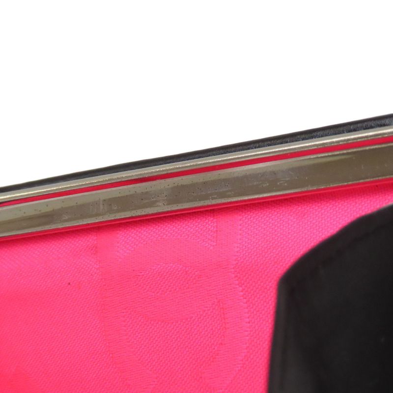 Chanel Cambon Line Silver Hardware Bifold Wallet With Coin Purse Calf Women