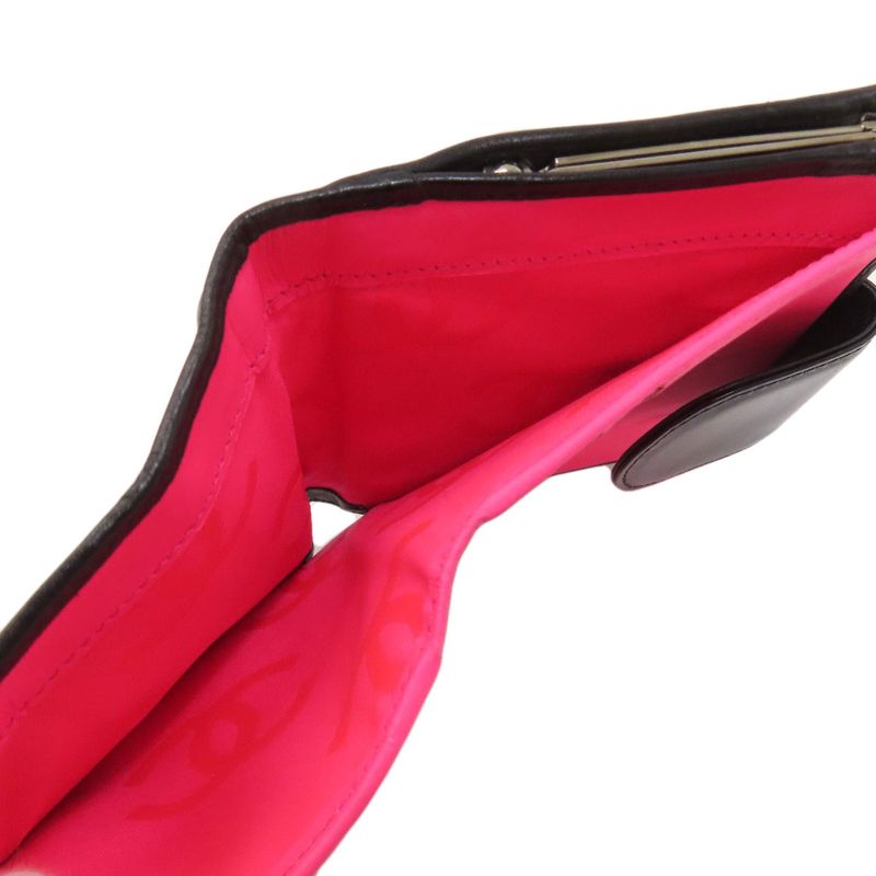 Chanel Cambon Line Silver Hardware Bifold Wallet With Coin Purse Calf Women