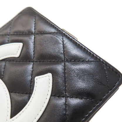 Chanel Cambon Line Silver Hardware Bifold Wallet With Coin Purse Calf Women