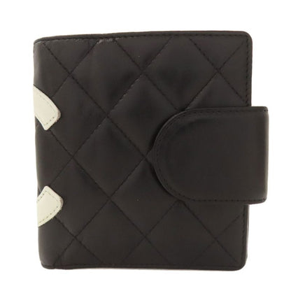 Chanel Cambon Line Silver Hardware Bifold Wallet With Coin Purse Calf Women