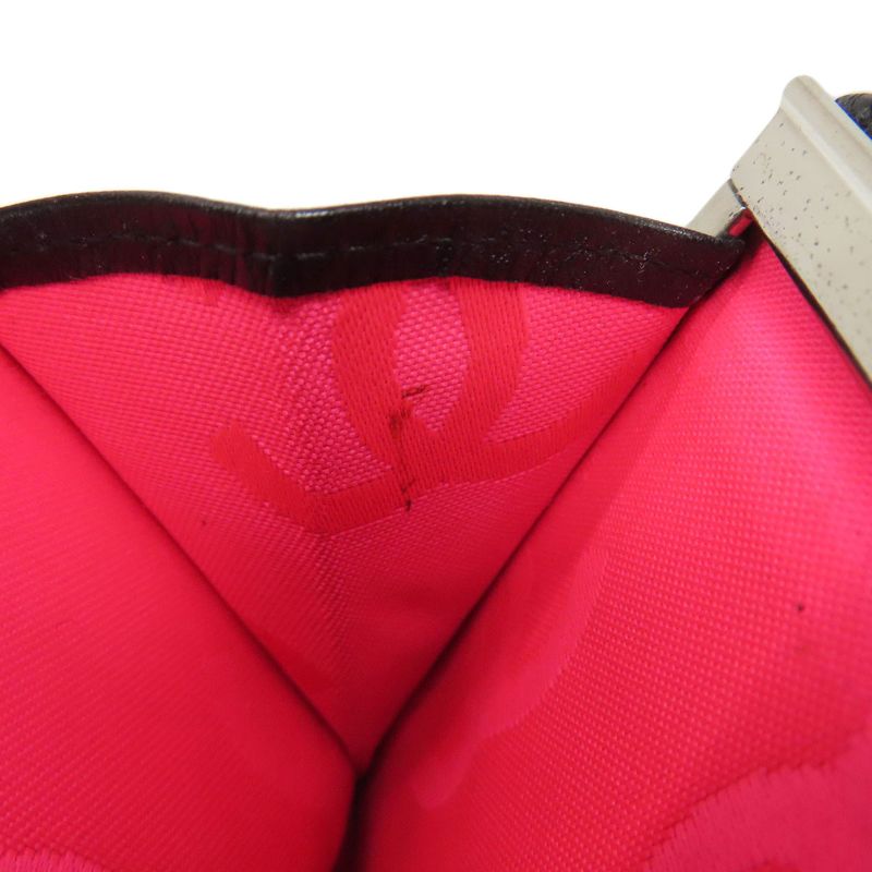 Chanel Cambon Line Silver Hardware Bifold Wallet With Coin Purse Calf Women