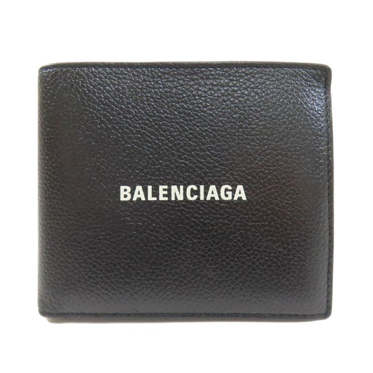 Balenciaga 594315 Logo Fold Wallet With Coin Purse Calf Women