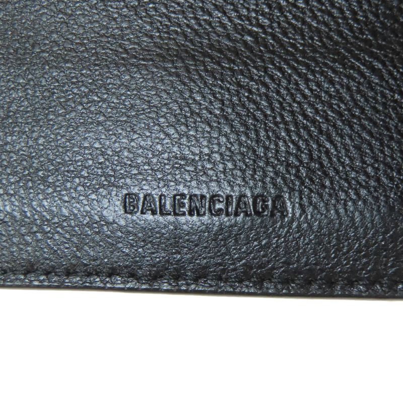 Balenciaga 594315 Logo Fold Wallet With Coin Purse Calf Women