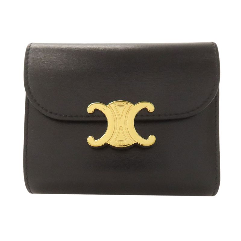 Celine Triomphe Flap Folding Wallet With Coin Purse Calf Women