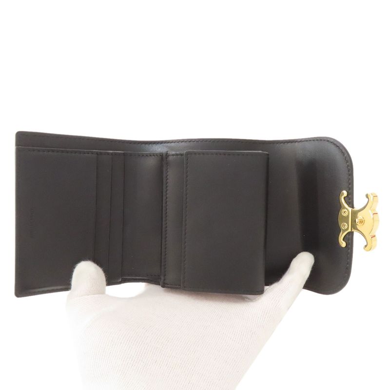 Celine Triomphe Flap Folding Wallet With Coin Purse Calf Women