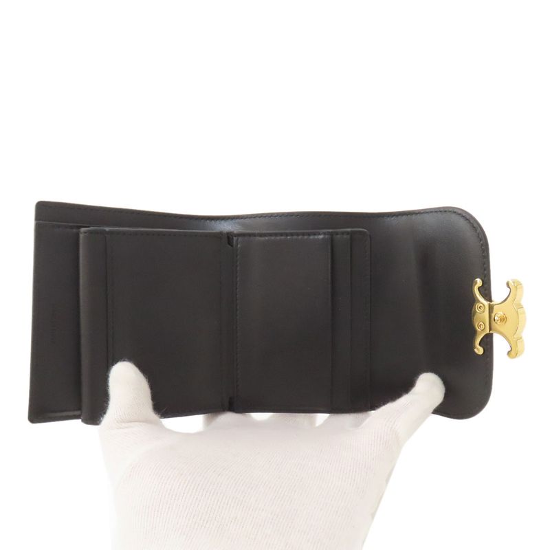 Celine Triomphe Flap Folding Wallet With Coin Purse Calf Women