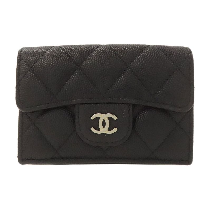 Chanel Matelasse Coco Mark Gold Hardware Bifold Wallet With Coin Purse Grained