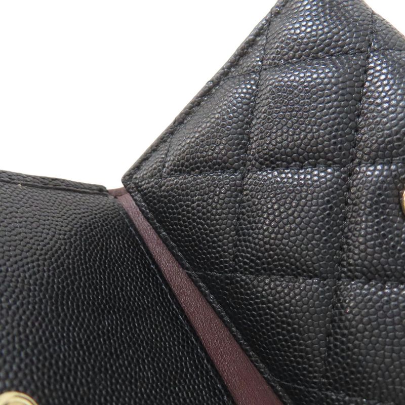 Chanel Matelasse Coco Mark Gold Hardware Bifold Wallet With Coin Purse Grained