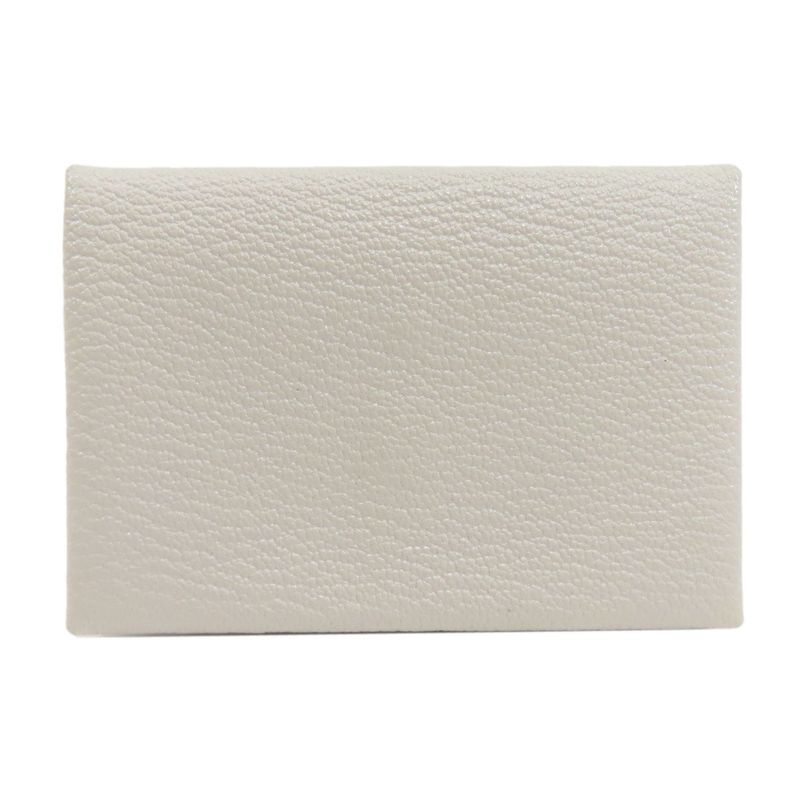 Hermes Calvi Duo Silver Hardware Card Case Chevre Women