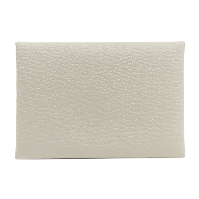 Hermes Calvi Duo Silver Hardware Card Case Chevre Women