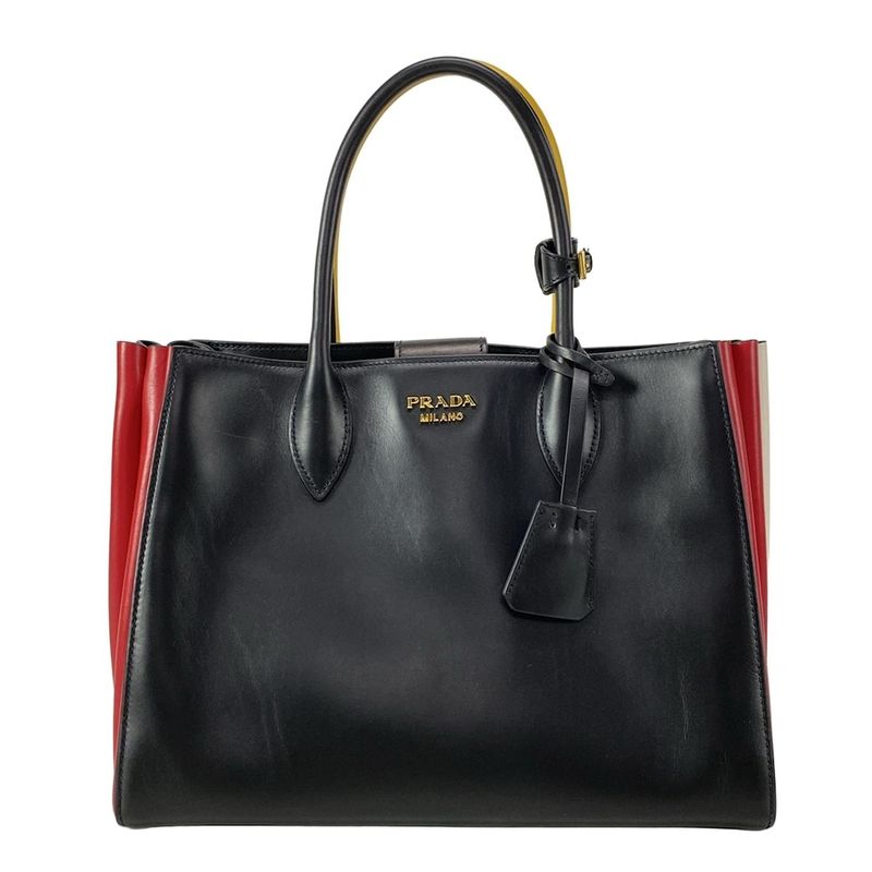 Prada Tote Bag Bibliotheque 1bg098 Black X Dark Yellow X Multi Leather