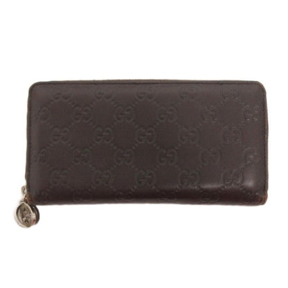 Gucci Cima Round Zipper Long Wallet 233025 Leather Dark Brown