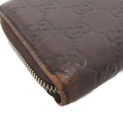 Gucci Cima Round Zipper Long Wallet 233025 Leather Dark Brown