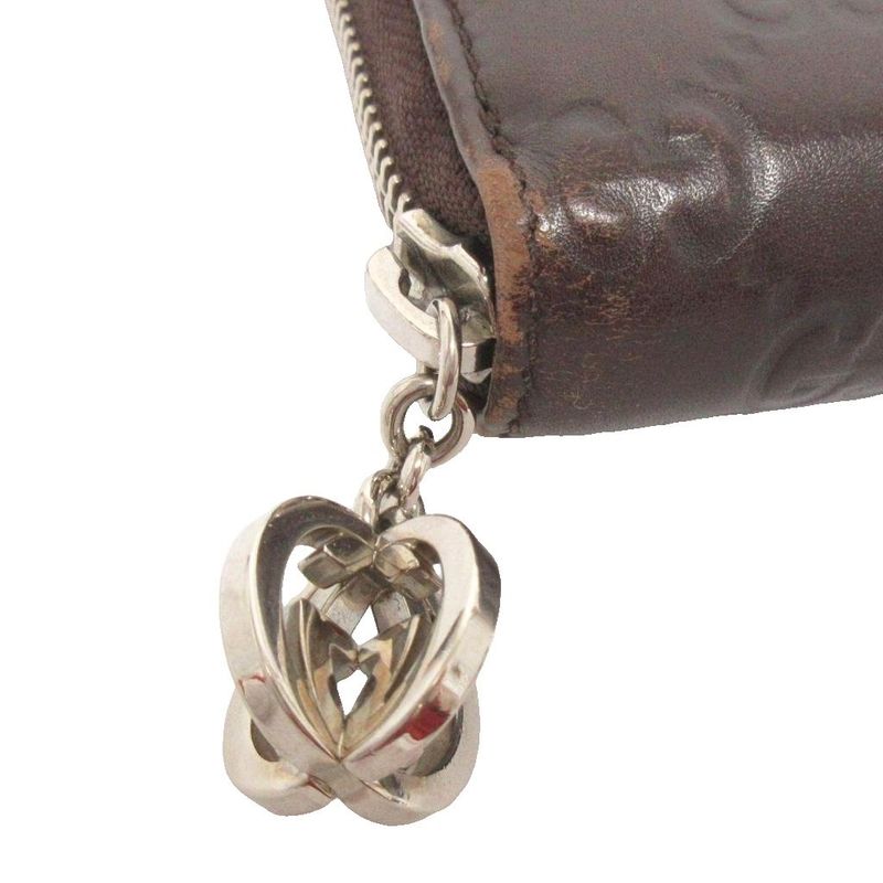 Gucci Cima Round Zipper Long Wallet 233025 Leather Dark Brown