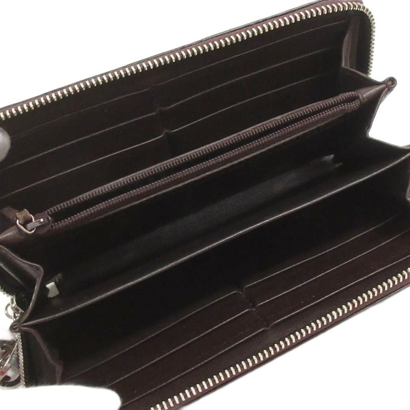 Gucci Cima Round Zipper Long Wallet 233025 Leather Dark Brown