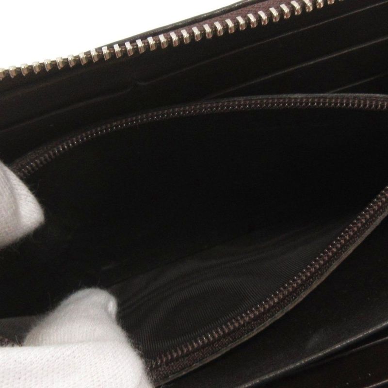 Gucci Cima Round Zipper Long Wallet 233025 Leather Dark Brown