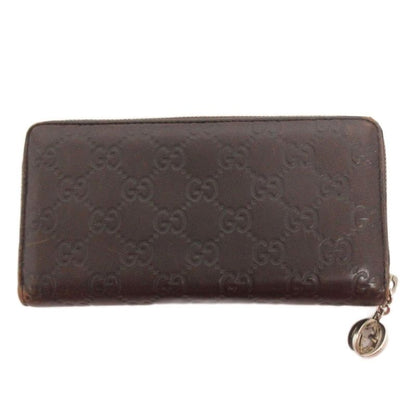 Gucci Cima Round Zipper Long Wallet 233025 Leather Dark Brown