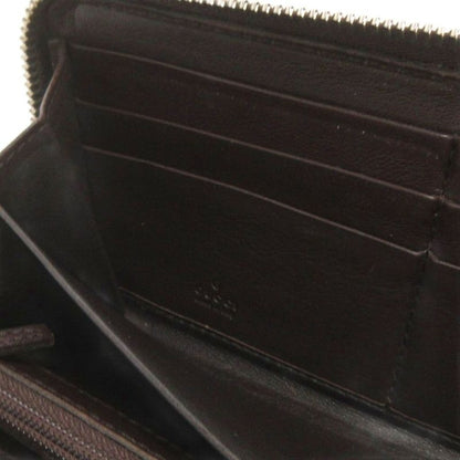 Gucci Cima Round Zipper Long Wallet 233025 Leather Dark Brown