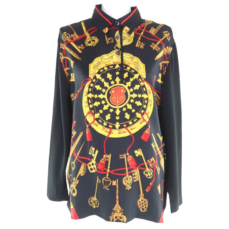 ◇hermes LES CLES THE KEYS RARE Silk Cashmere Blend Twill Laine Allover Knit