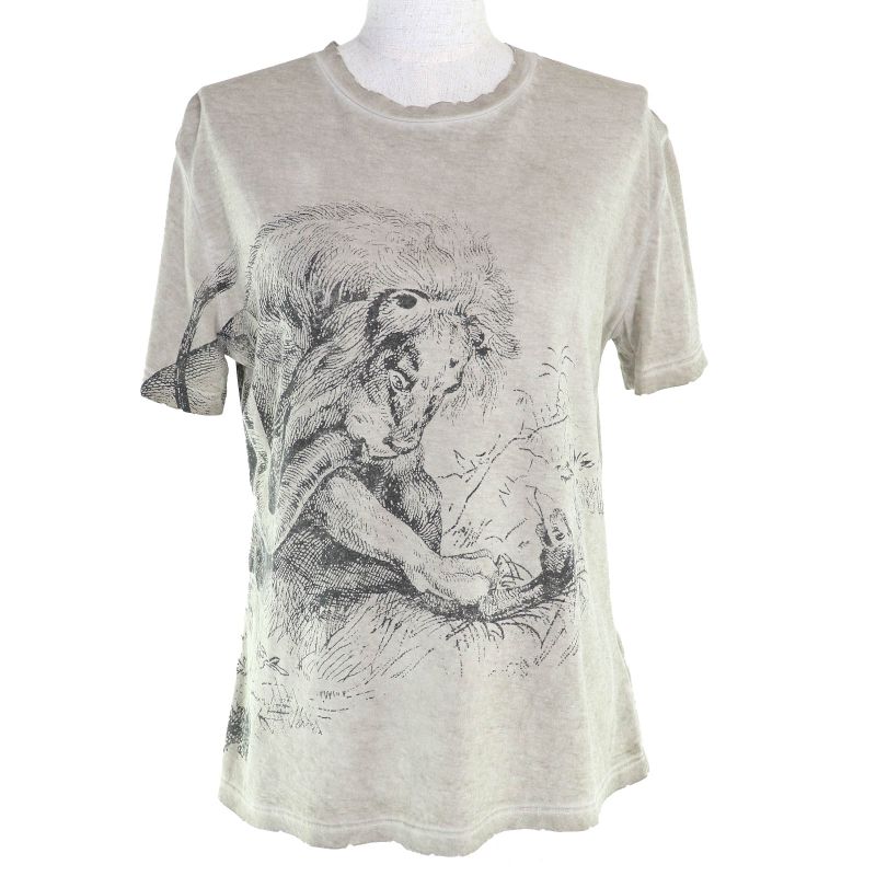 △christian DIOR 253t09b4404 Cotton Linen BEE Logo Damaged Crew Neck Short