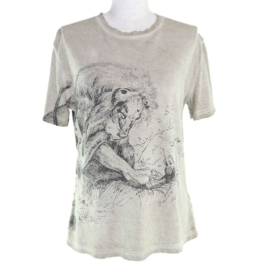 △christian DIOR 253t09b4404 Cotton Linen BEE Logo Damaged Crew Neck Short