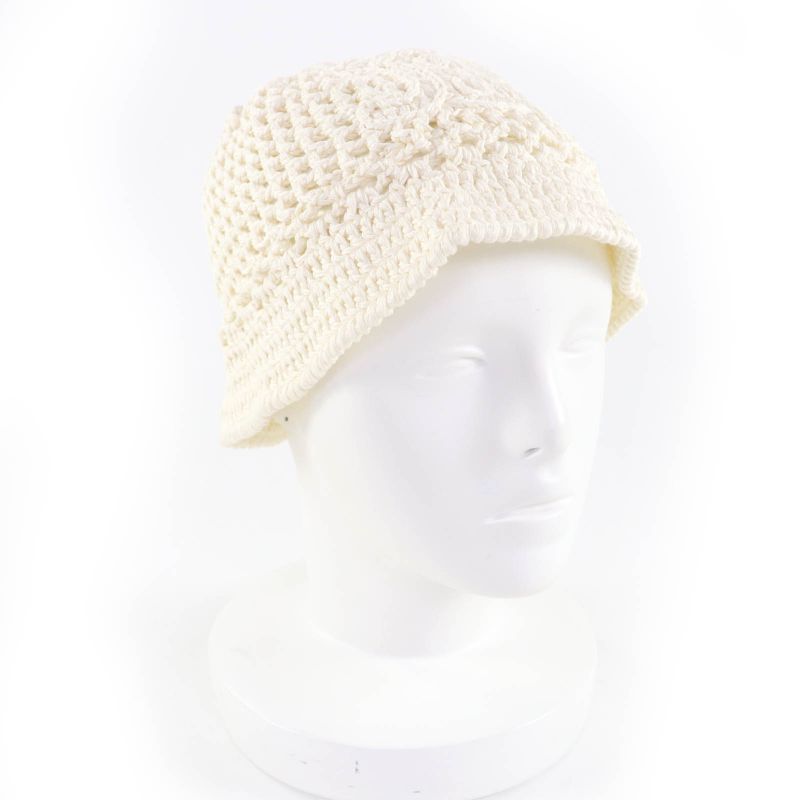 Celine 2aj79923t 100% Cotton Triomphe Knit Hat Ivory TU Made In Italy Genuine