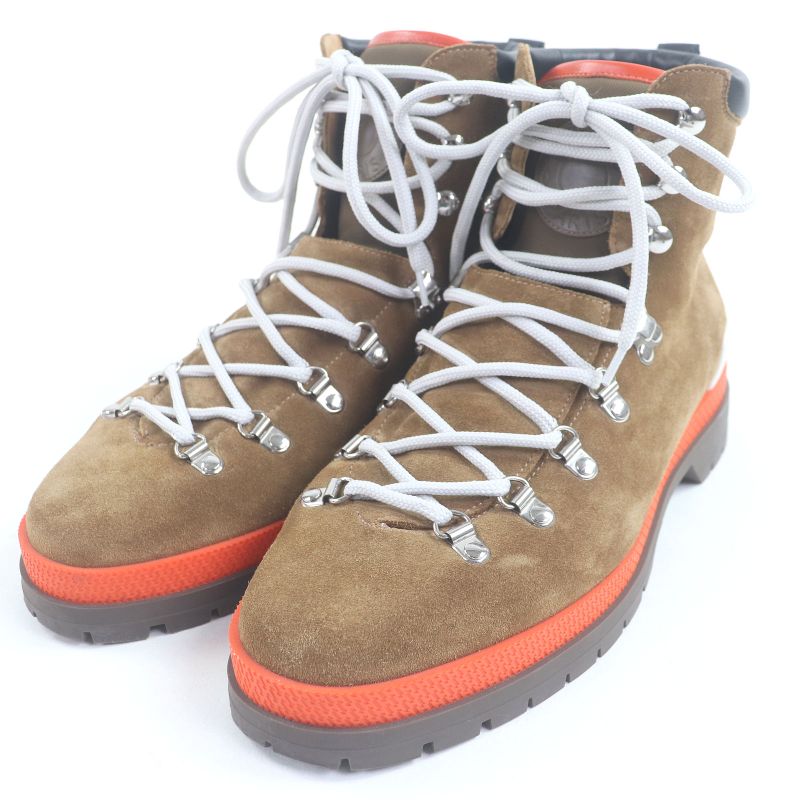 □hermes Ws212946zh Denivre Suede Leather Serie Motif Lace-up Ankle Boots Brown