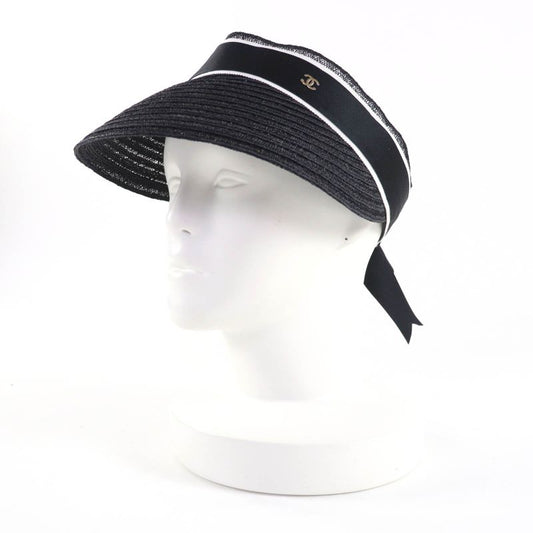 Chanel 22C Coco Mark Ribbon Motif Sun Visor Black M Women