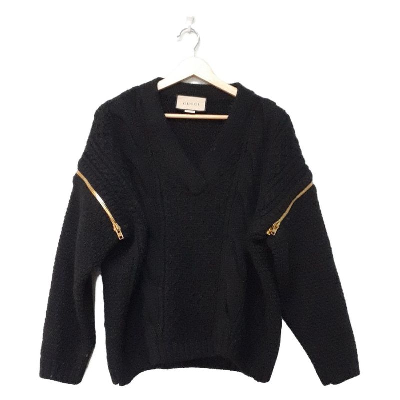 Gucci Long Sleeve Sweater Size S Men's Beautiful - 680968 Xkb22 Black V-neck/sle