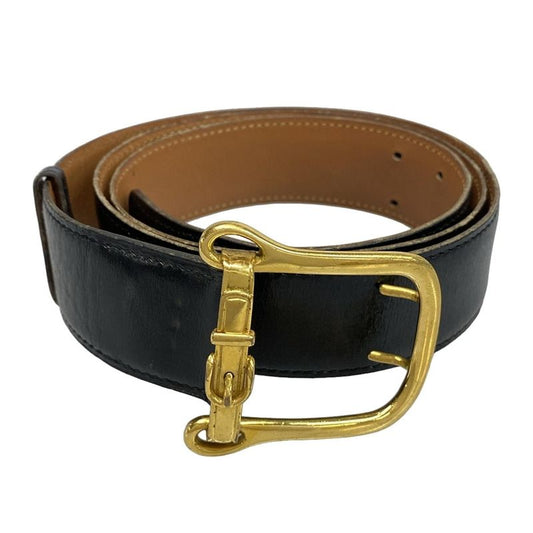 Hermes Belt 95 Black And Gold Hardware Leather