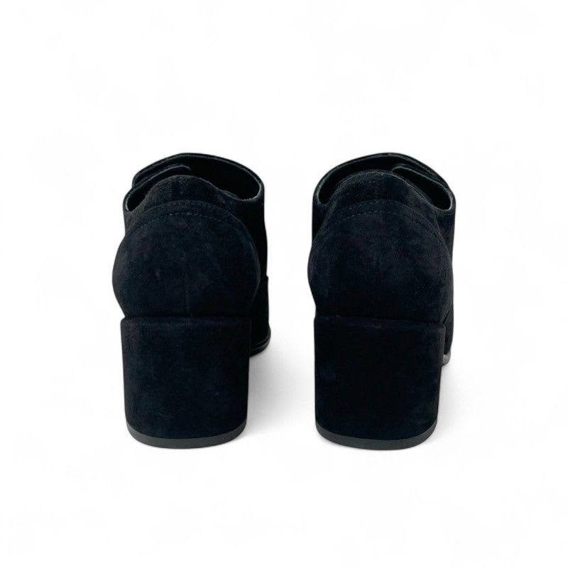 Chanel Loafers Leather Shoes Suede Patent Black Pearl Here Mark Lace Up