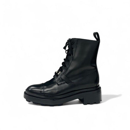 Hermes Funk Boots Short Shoes Leather Black Silver Kelly Hardware Lace Up