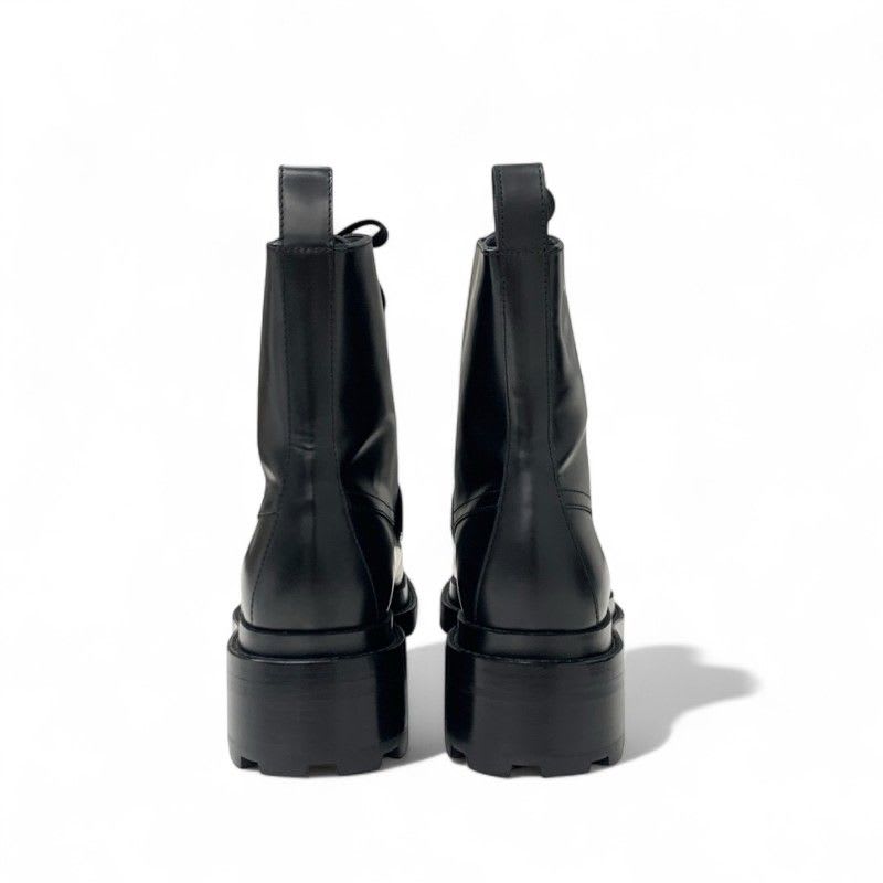 Hermes Funk Boots Short Shoes Leather Black Silver Kelly Hardware Lace Up