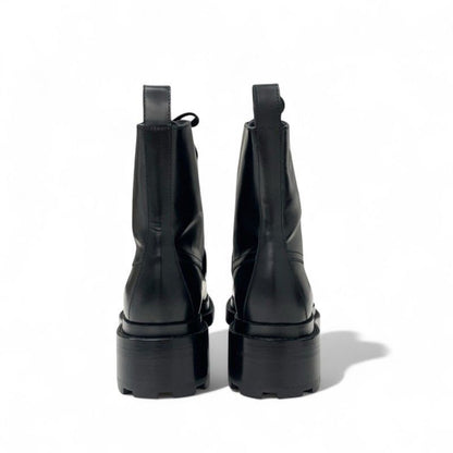 Hermes Funk Boots Short Shoes Leather Black Silver Kelly Hardware Lace Up