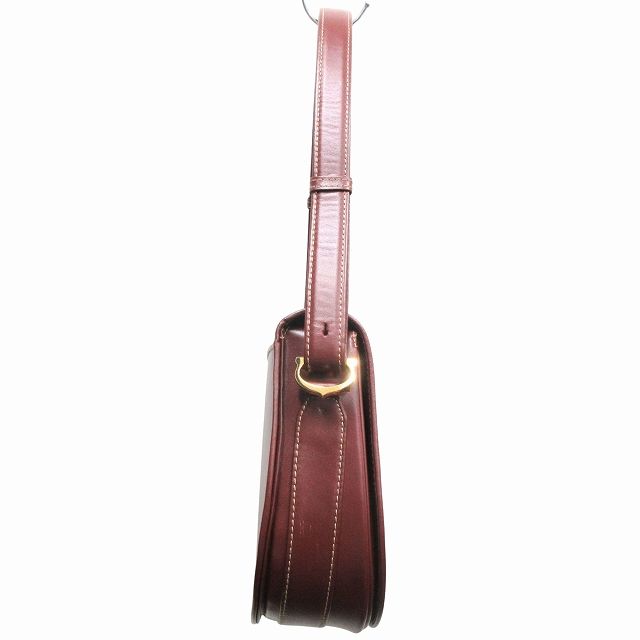 Cartier Mastline Leather Hand Shoulder Bag Logo Old Vintage Bordeaux Women