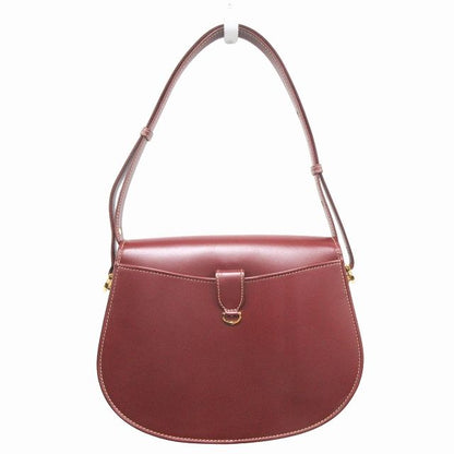Cartier Mastline Leather Hand Shoulder Bag Logo Old Vintage Bordeaux Women