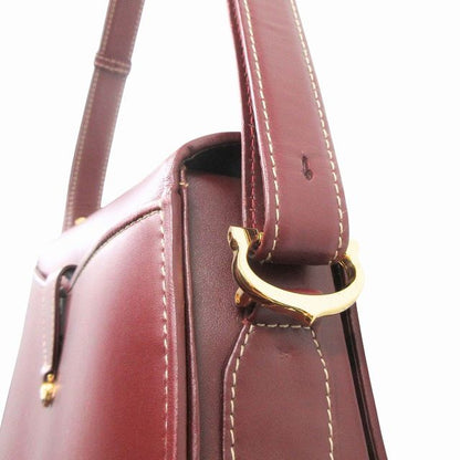 Cartier Mastline Leather Hand Shoulder Bag Logo Old Vintage Bordeaux Women