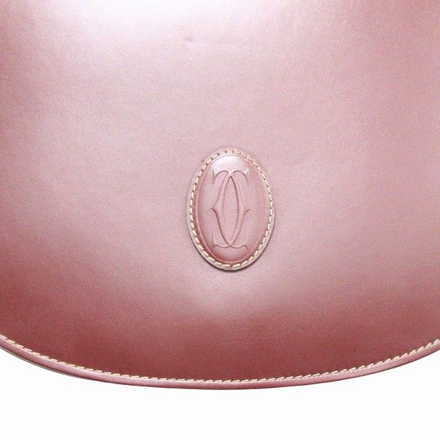 Cartier Mastline Leather Hand Shoulder Bag Logo Old Vintage Bordeaux Women