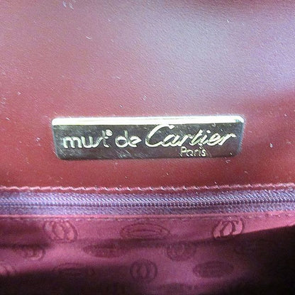 Cartier Mastline Leather Hand Shoulder Bag Logo Old Vintage Bordeaux Women