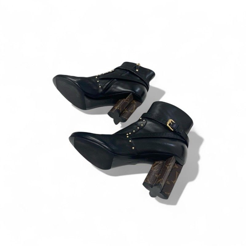Louis Vuitton Silhouette Line Monogram Boots Short Shoes Leather Black