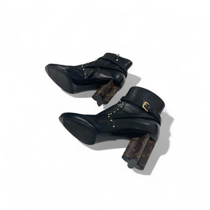 Louis Vuitton Silhouette Line Monogram Boots Short Shoes Leather Black